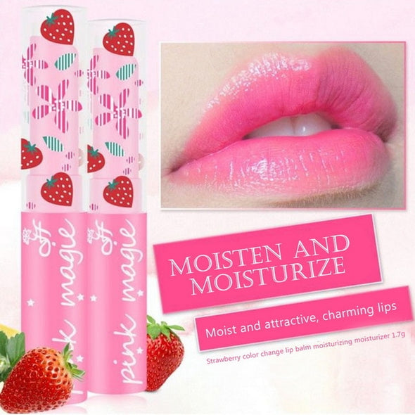 Waterproof Lip stick Moisturizer Long-lasting Lipstick Transparent Jelly Flower Makeup Temperature Changed Color Lip Pink Women